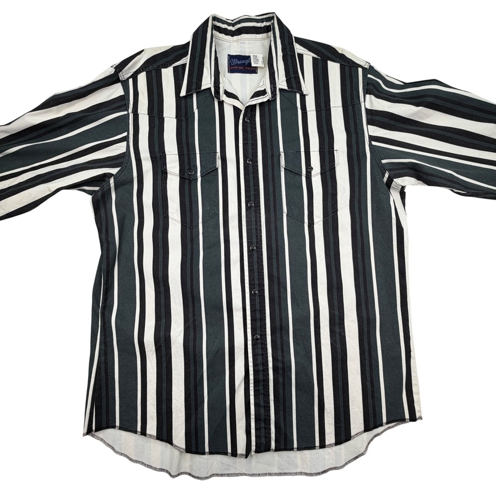 Vintage Wrangler Mens Brushpopper Long Sleeve Shirt 17 1/2 x 36 XL USA - Picture 3 of 11
